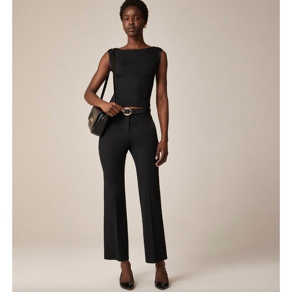 J.Crew Kaya Pant Bi Stretch Cotton Blend Black Classic Office Kick Out US 6 NWT - Picture 1 of 13